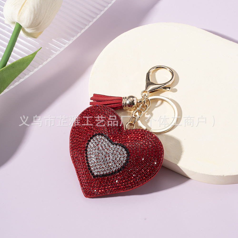 Wholesale Diamond-studded two-color heart-shaped creative keychain accessory